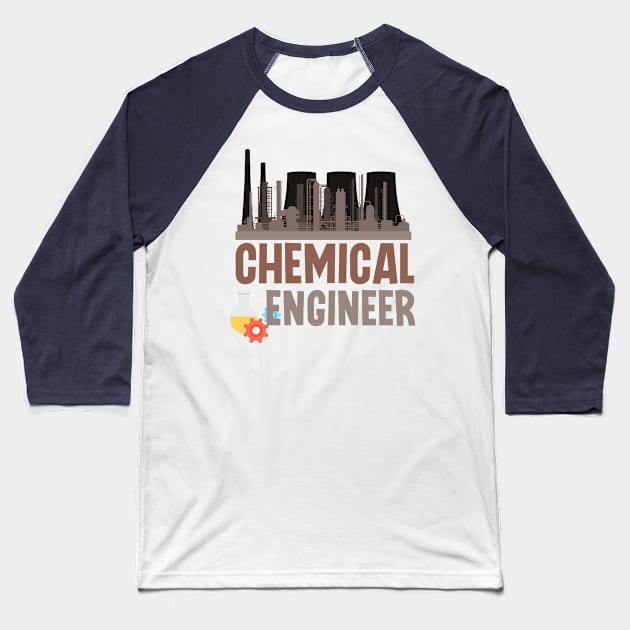 Chemical Engineer with Power Plant Background Baseball T-Shirt by PongPete